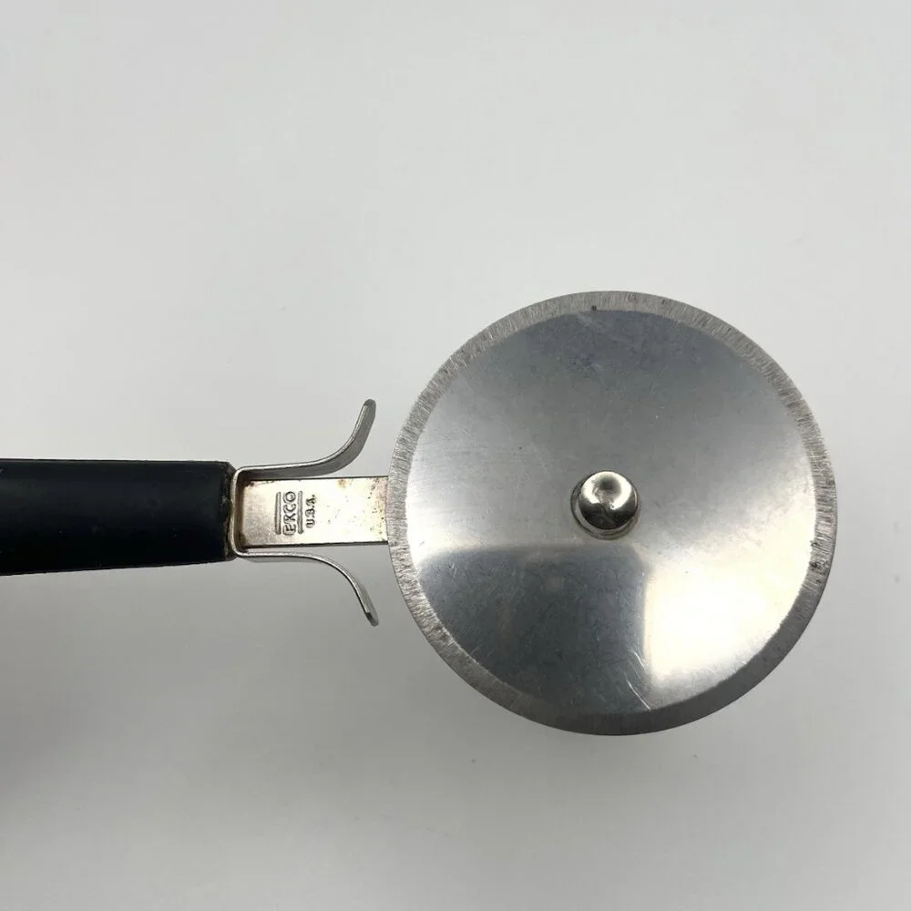 Vintage EKCO USA Pizza Cutter Stainless Steel Wheel Pastry Dough Slicer 8”